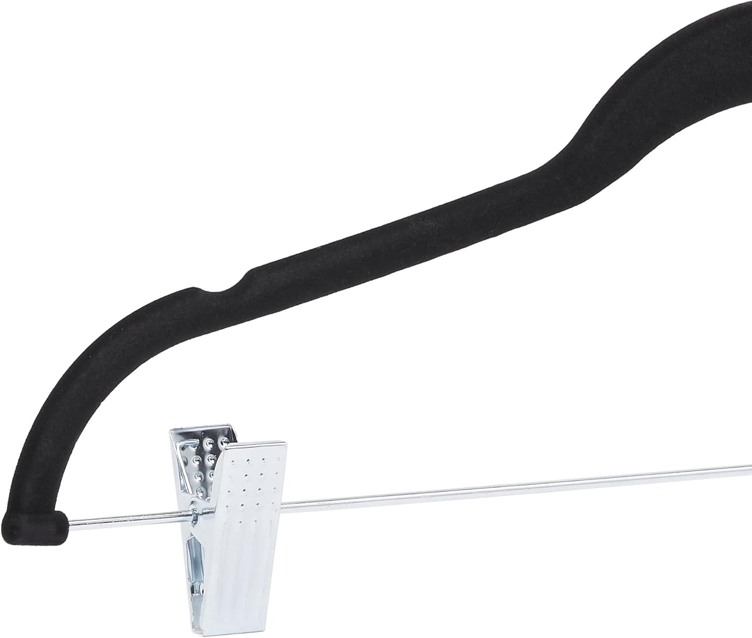 Amazon Basics Velvet Non-Slip Skirt Clothes Hangers with Clips. 360 Degree Rotatable Hook. Organize Pants and Skirts. Black/Silver. 24-Pack - Image 4