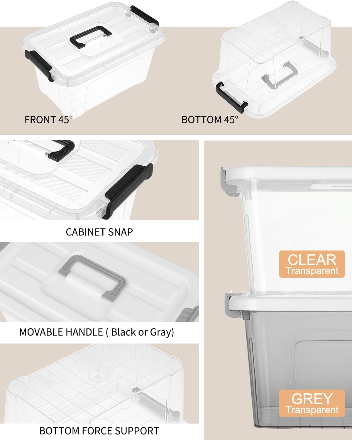 NUMIFUN 7Qt Plastic Storage Bins with Lids.6 Pack | Stackable organizing totes with buckle latches & handles.Dust-proof clear design for home office - Image 8