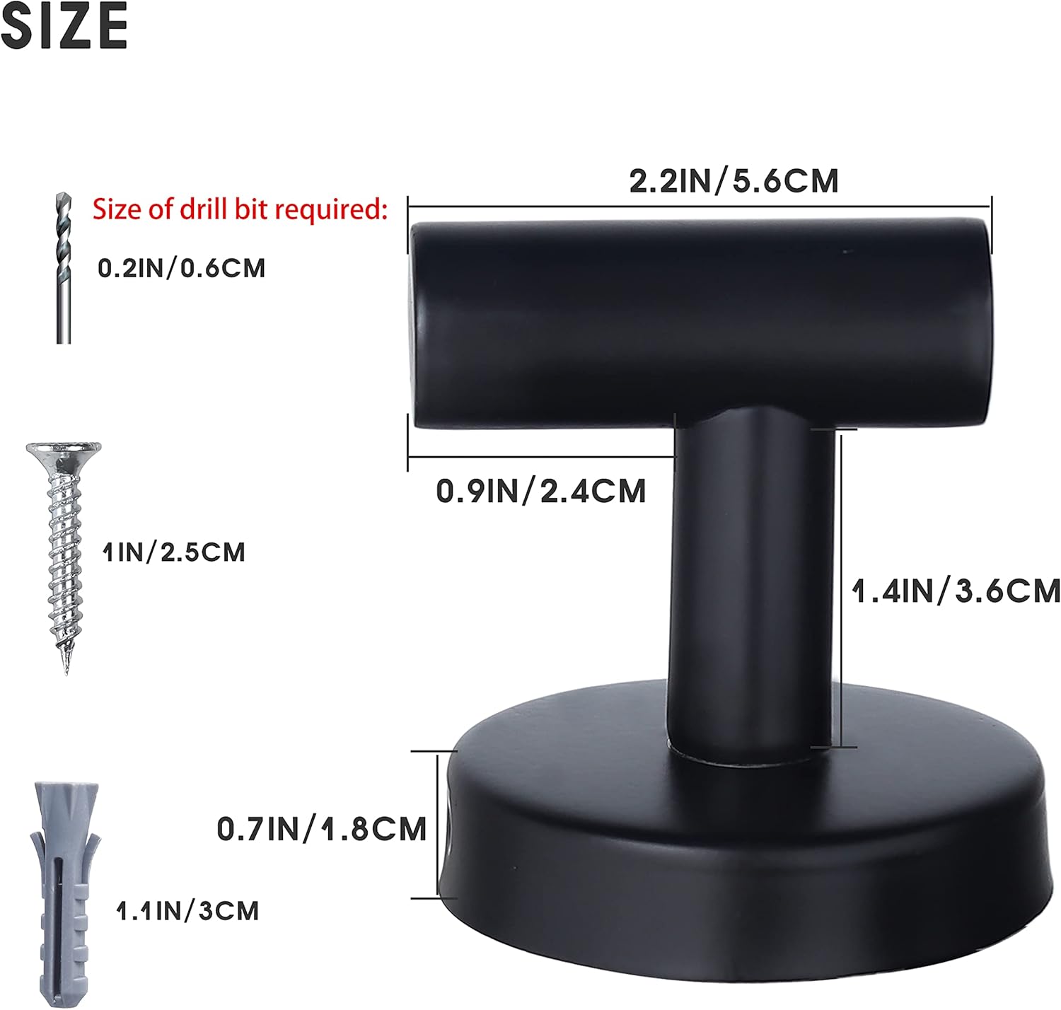 Towel Hooks Bathroom Coat Robe Wall Hook Heavy Duty Door Hanger Towel Robe Clothes Cabinet Closet Sponges Rack for Bathroom Bedroom Kitchen Hotel Pool 4 Packs Black(Drilling Installation) - Image 2