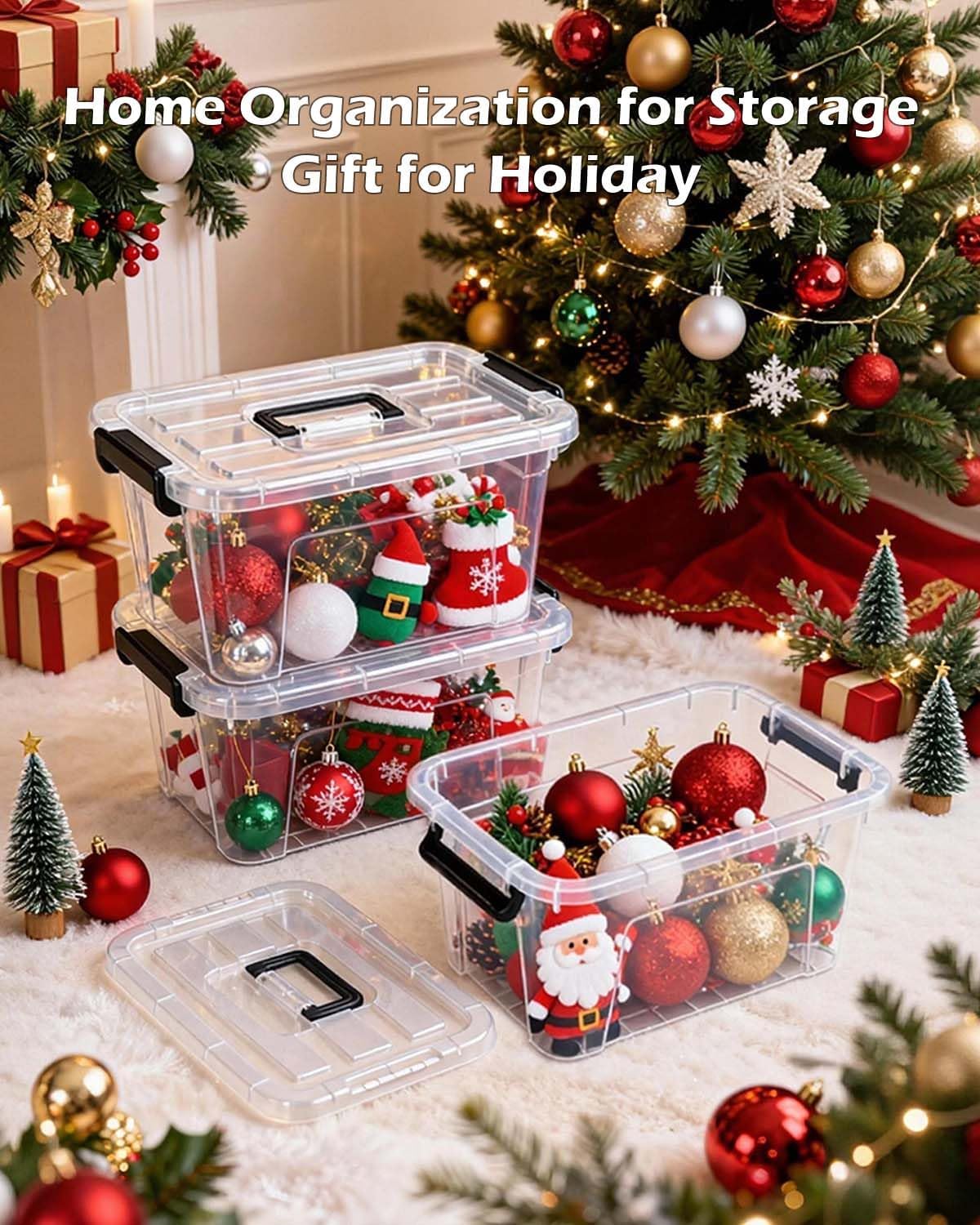 NUMIFUN 7Qt Plastic Storage Bins with Lids.6 Pack | Stackable organizing totes with buckle latches & handles.Dust-proof clear design for home office - Image 2