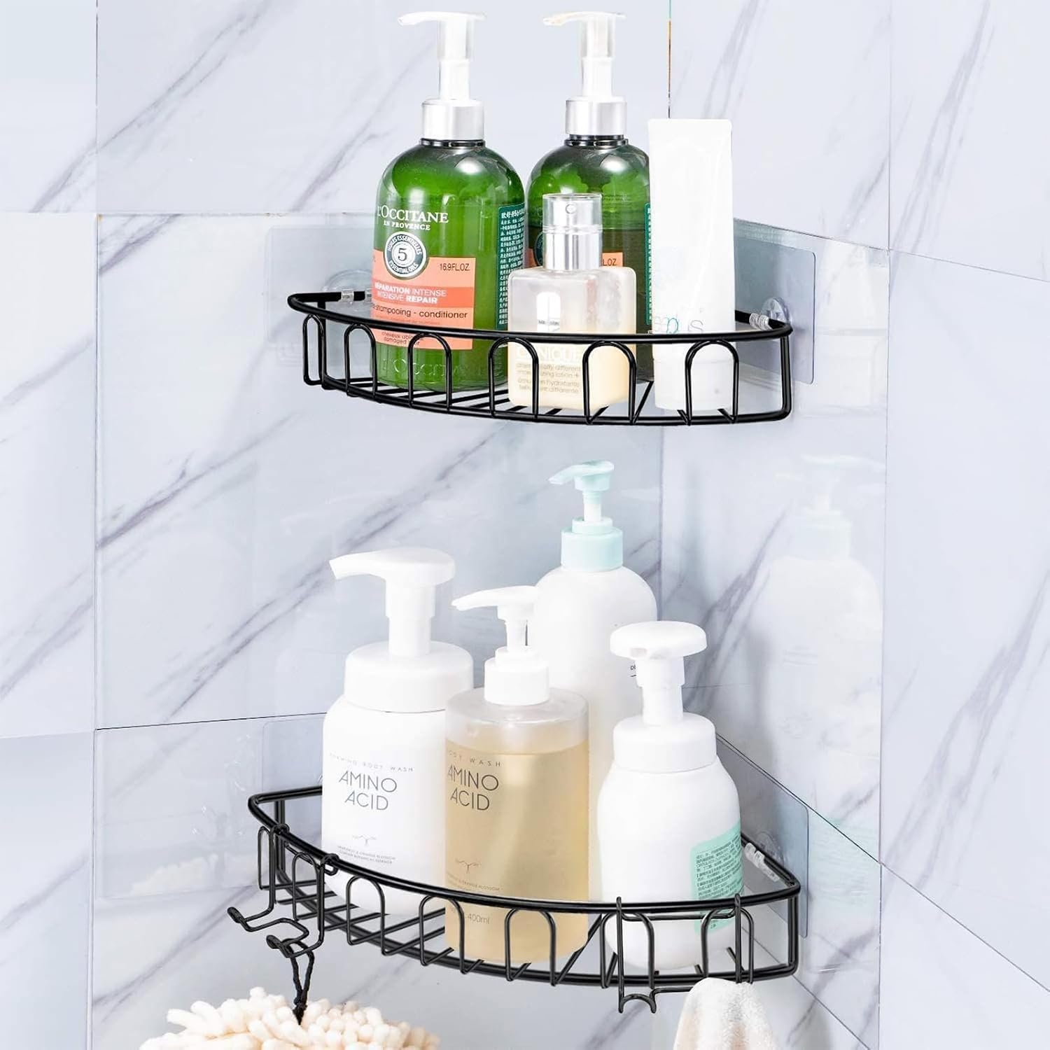 vivinin 15 Pack Shower Caddy Adhesive Replacement. Shower Shelf Adhesive No Drilling. Adhesive Hooks for Showe Caddy. Soap Holder. and Kitchen Racks - Image 7