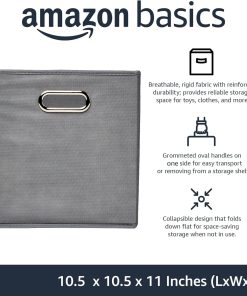 Alternative view of Amazon Basics Collapsible Cube Storage Bins. Space-Saving. Organizing Fabric Bins with Handles. 10.5 x 10.5 x 11 inches. Light Grey. 6-Pack